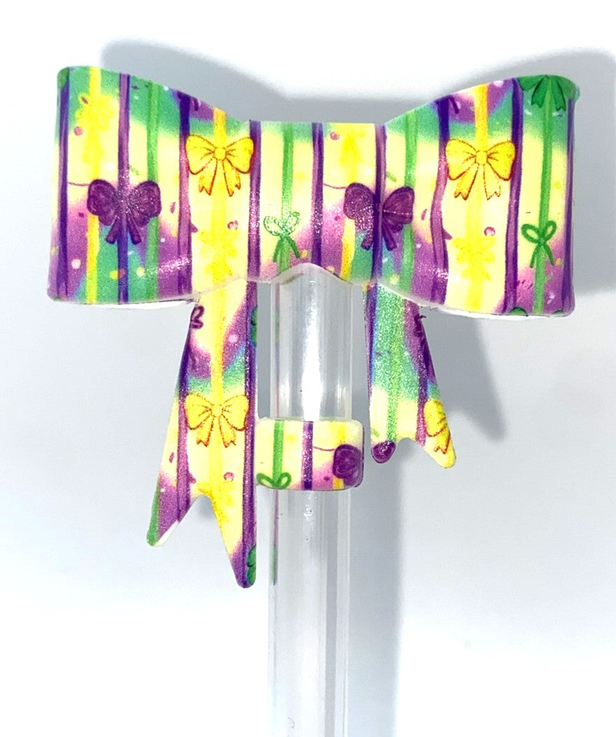 Mardi Gras Coquette Bows Bow Straw Topper