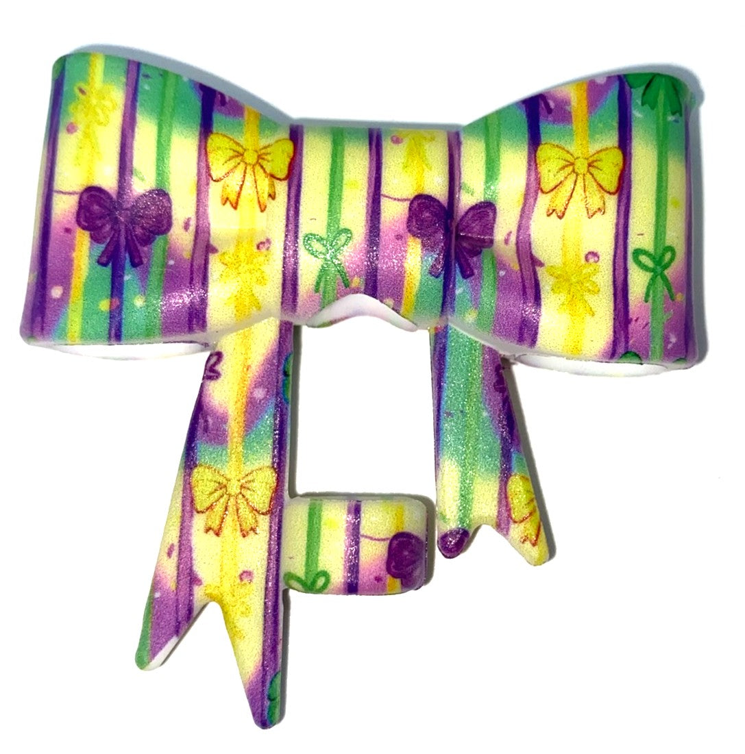 Mardi Gras Coquette Bows Bow Straw Topper