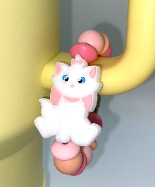 White Fancy Cartoon Cat Stanley Tumbler Cup Handle Charm