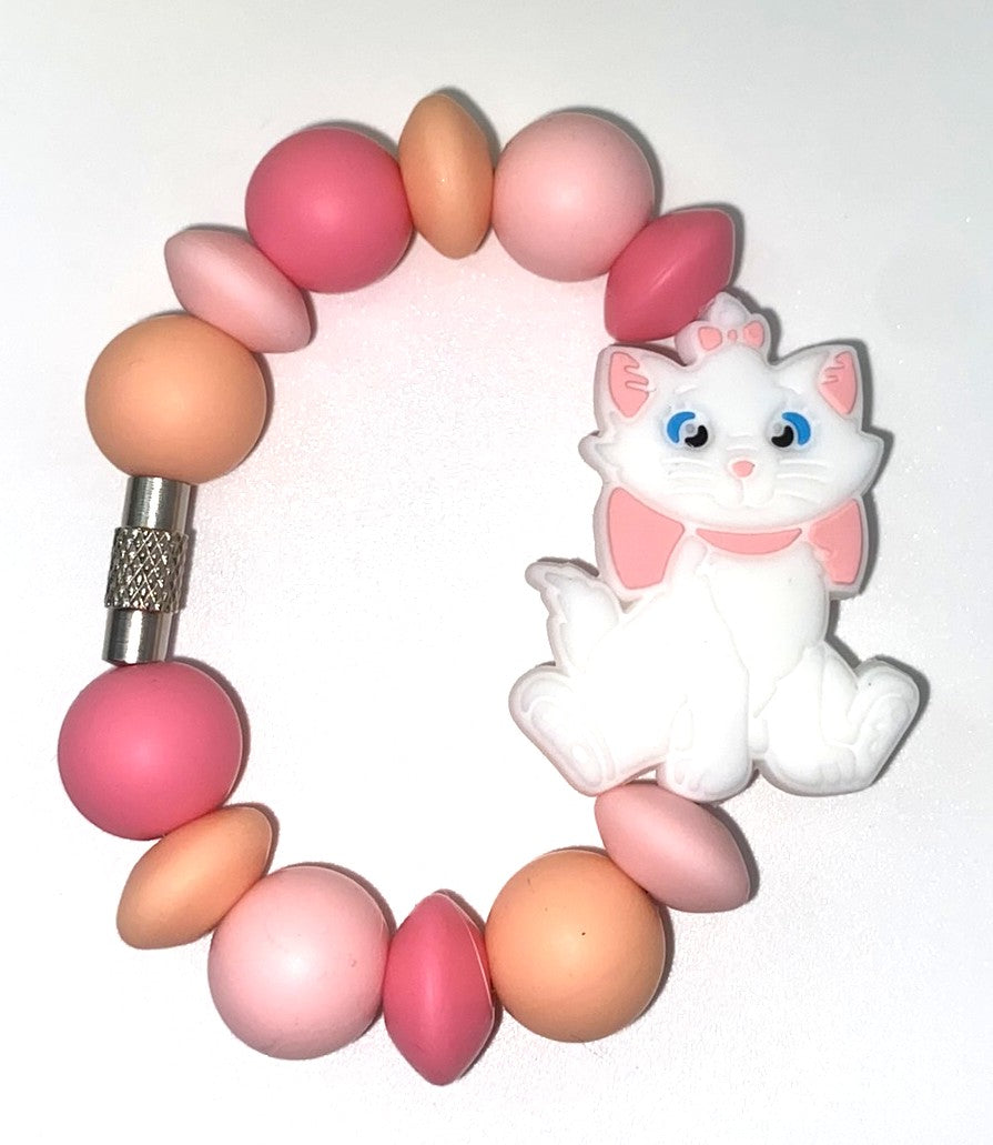 White Fancy Cartoon Cat Stanley Tumbler Cup Handle Charm