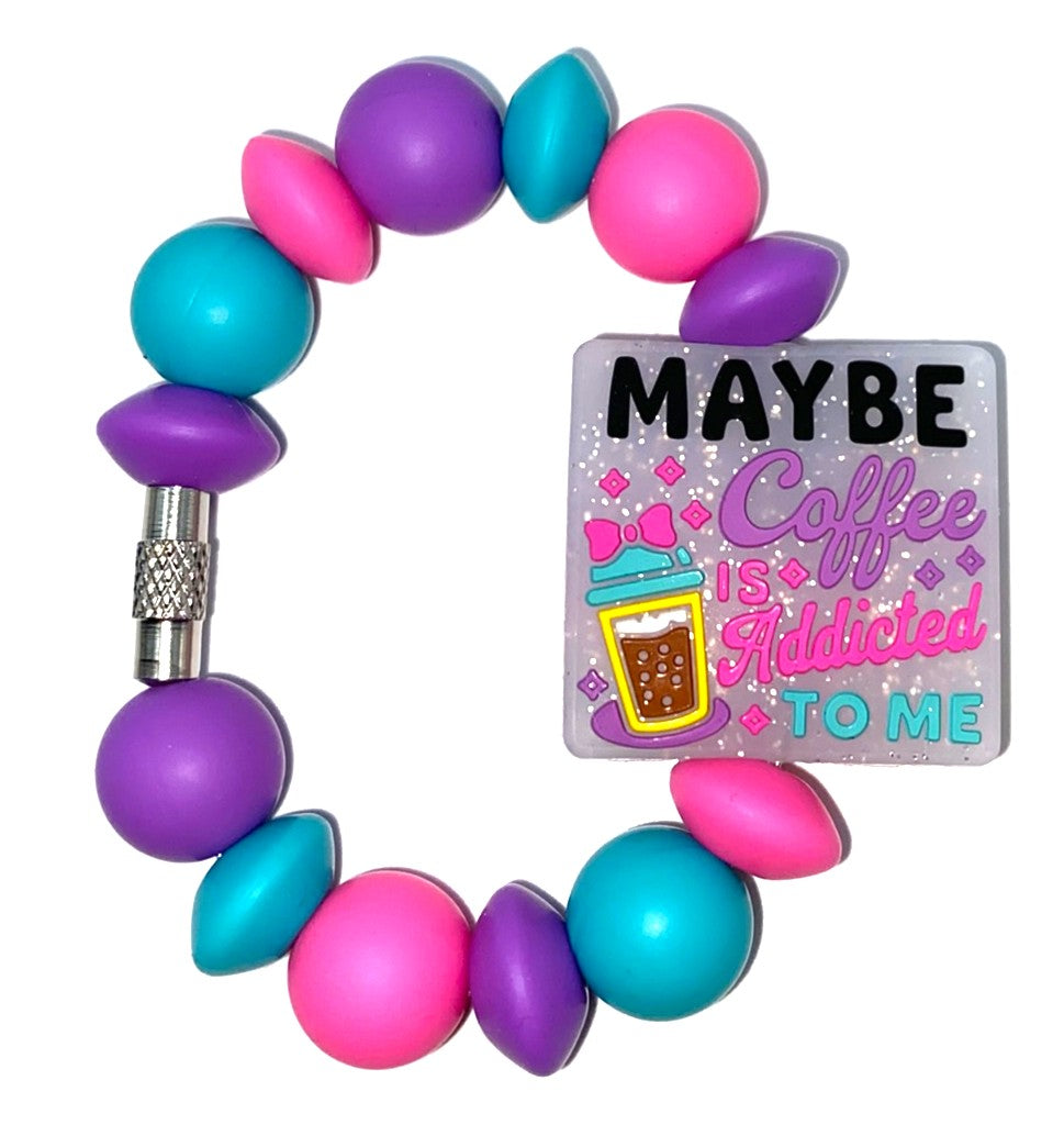 Maybe Coffee Is Addicted To Me Glitter Stanley Tumbler Cup Handle Charm