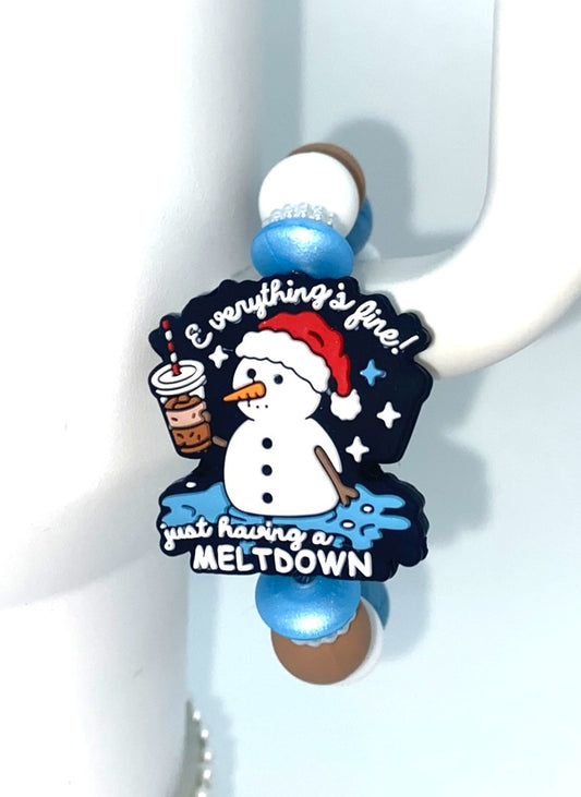 Everything Is Fine Just Having A Meltdown Snowman Winter Stanley Tumbler Cup Handle Charm