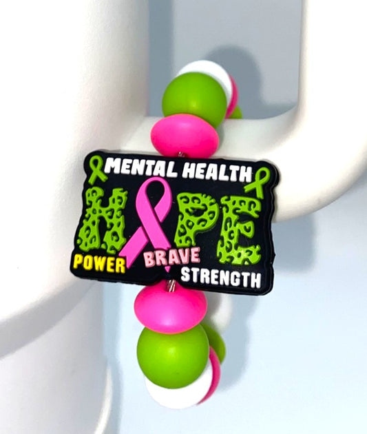 Mental Health Hope Power Brave Strength Awareness Ribbon Stanley Tumbler Cup Handle Charm