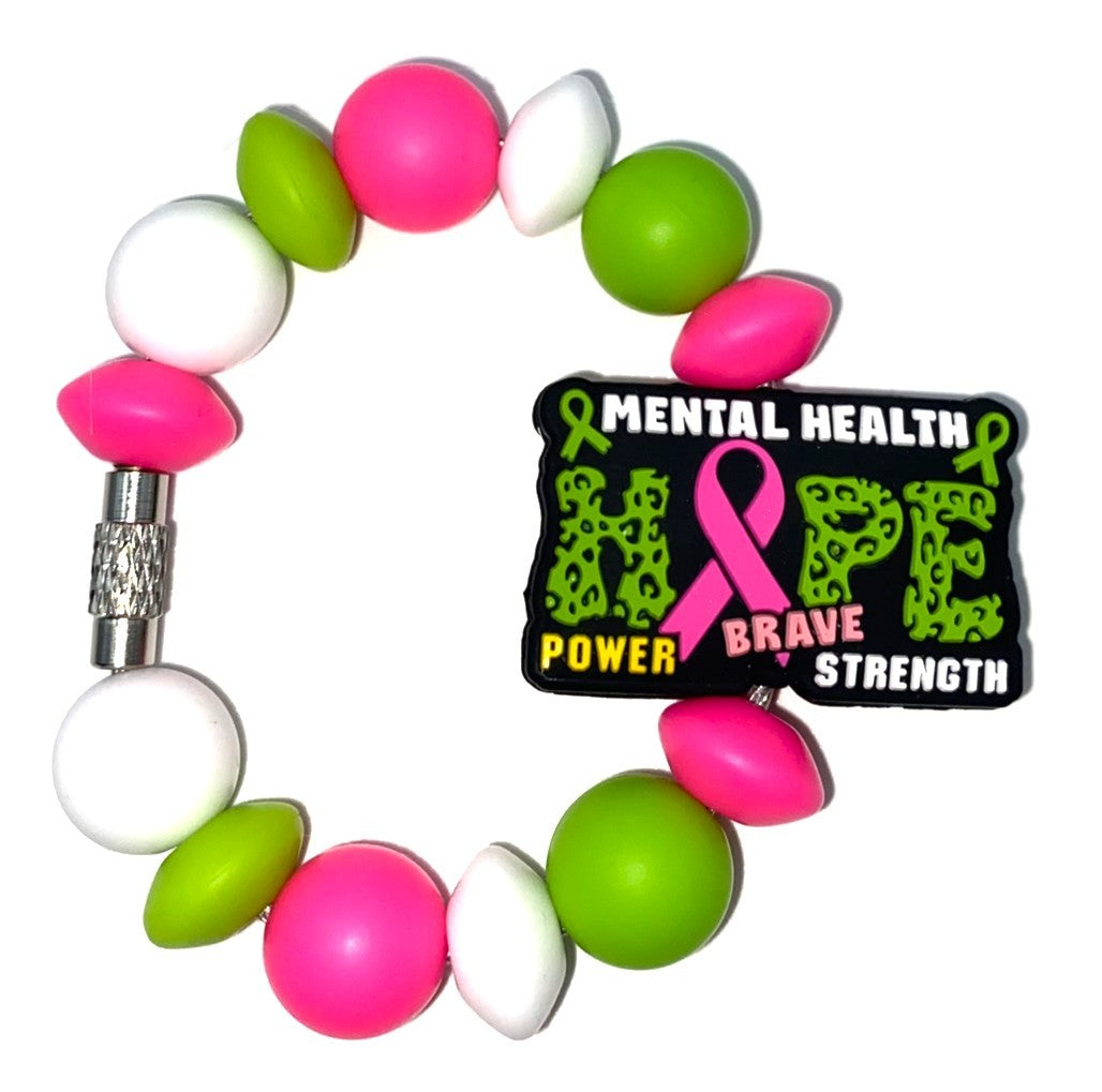 Mental Health Hope Power Brave Strength Awareness Ribbon Stanley Tumbler Cup Handle Charm