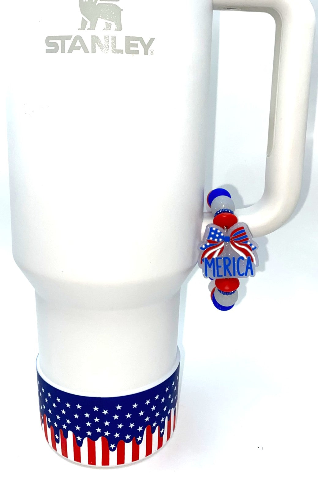Merica Patriotic Bow Glitter Stanley Tumbler Cup Handle Charm