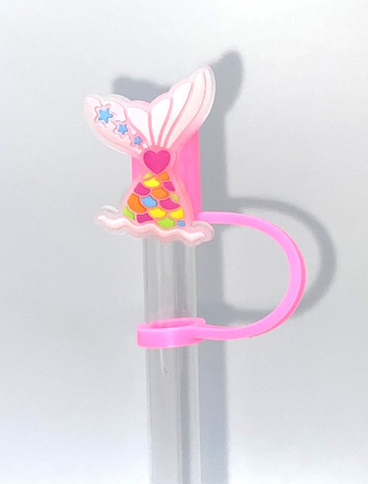 Colorful Mermaid Tail w/Stars Straw Topper