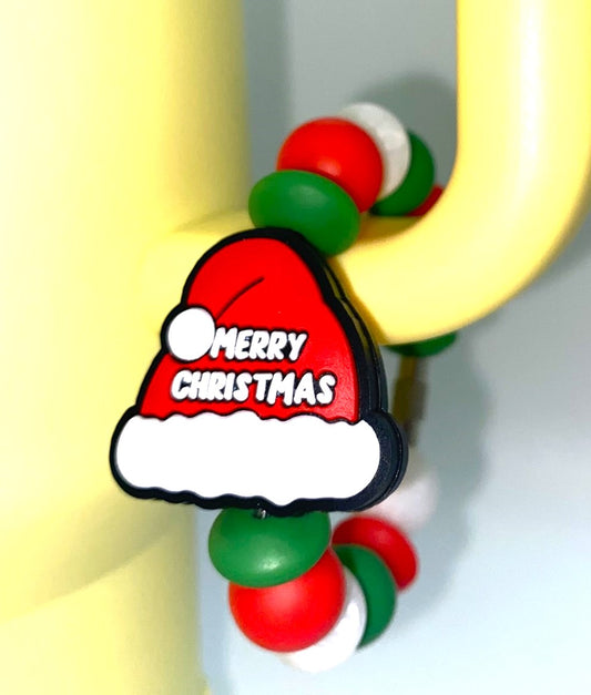 Merry Christmas Santa Claus Hat Stanley Tumbler Cup Handle Charm