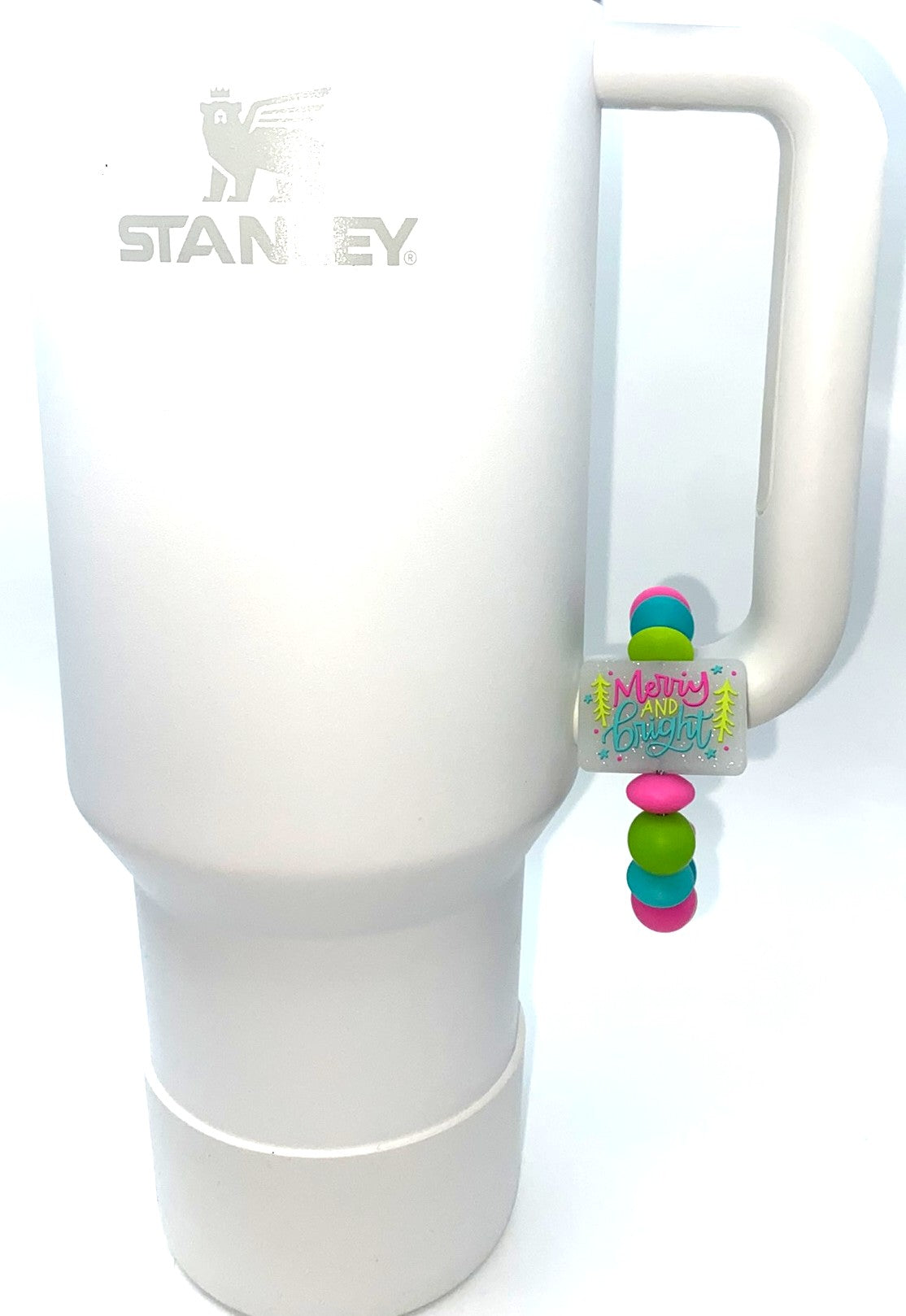 Merry & Bright Glitter Christmas Stanley Tumbler Cup Handle Charm