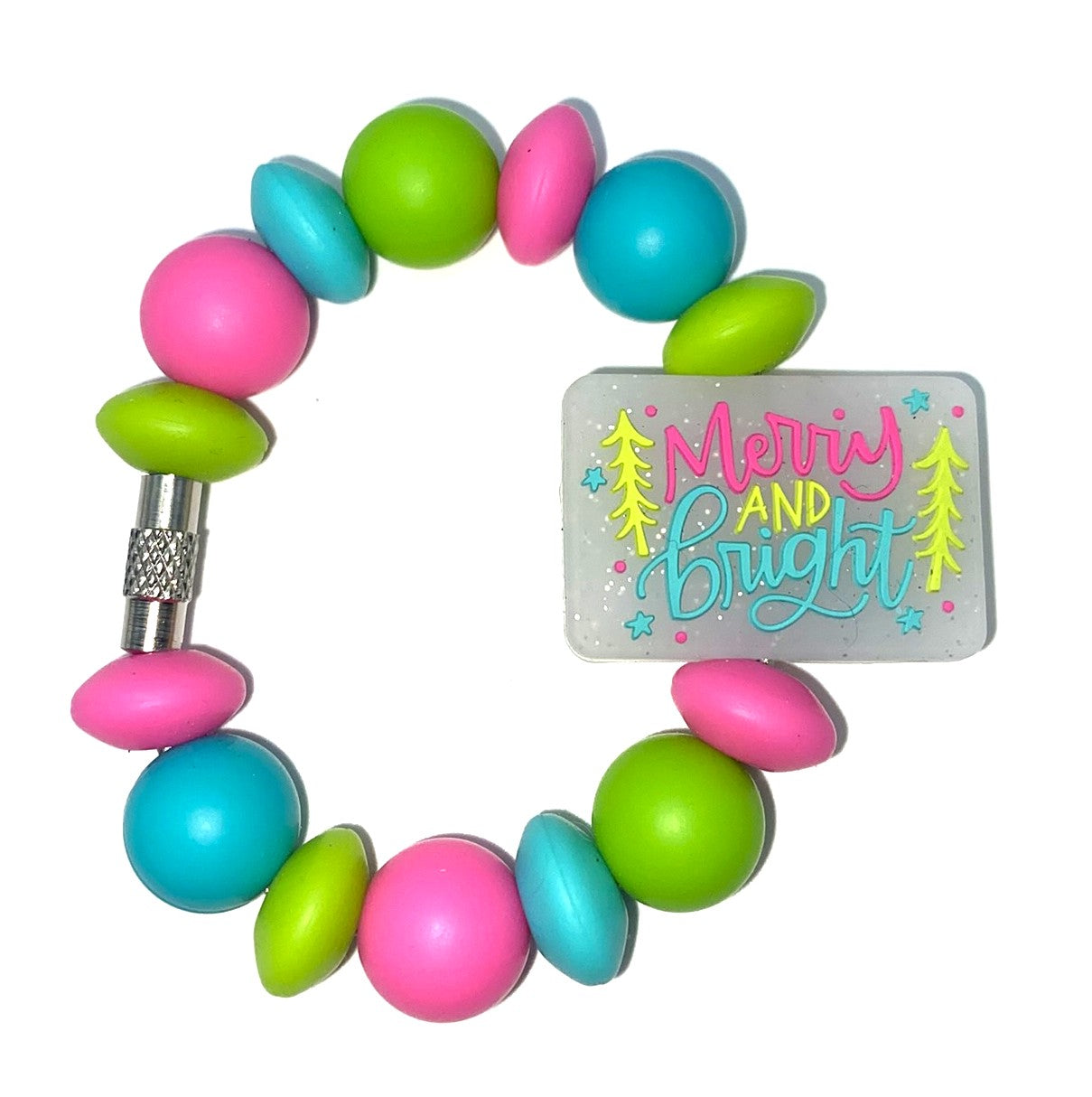 Merry & Bright Glitter Christmas Stanley Tumbler Cup Handle Charm