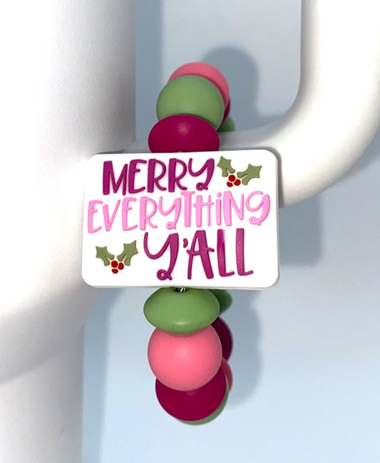 Merry Everything Y'all Christmas Stanley Tumbler Cup Handle Charm