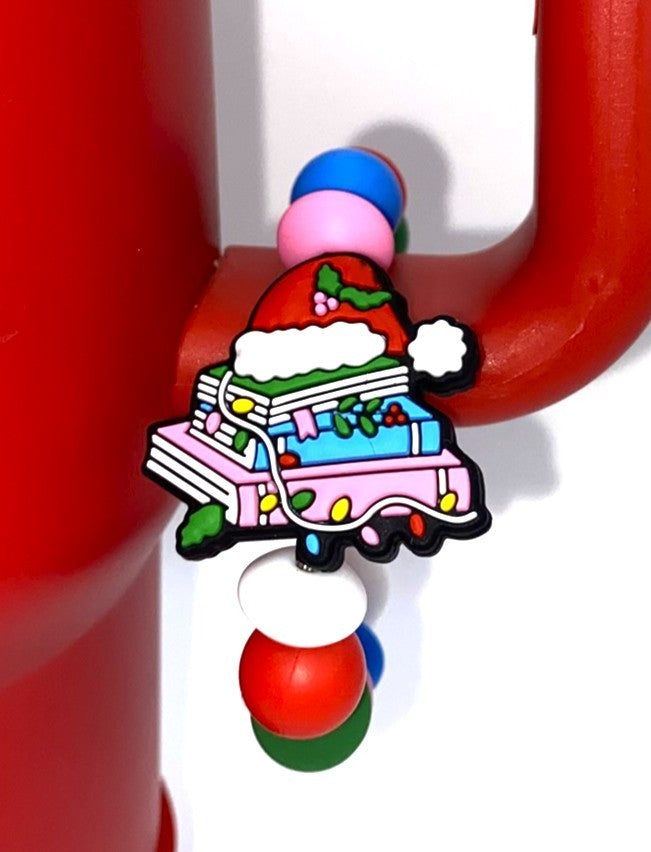 Merry Stories Books Christmas Tree Stanley Tumbler Cup Handle Charm