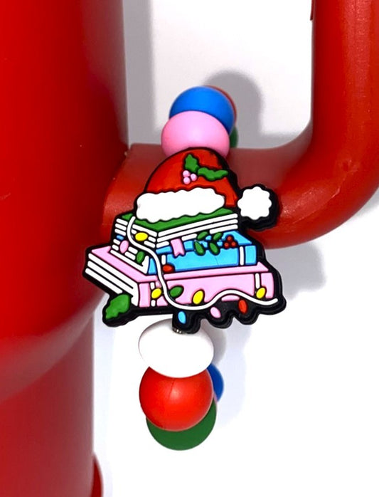 Merry Stories Books Christmas Tree Stanley Tumbler Cup Handle Charm