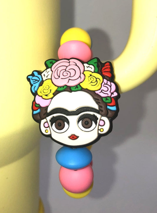 Mexican Woman Flower Crown Headpiece Stanley Tumbler Cup Handle Charm