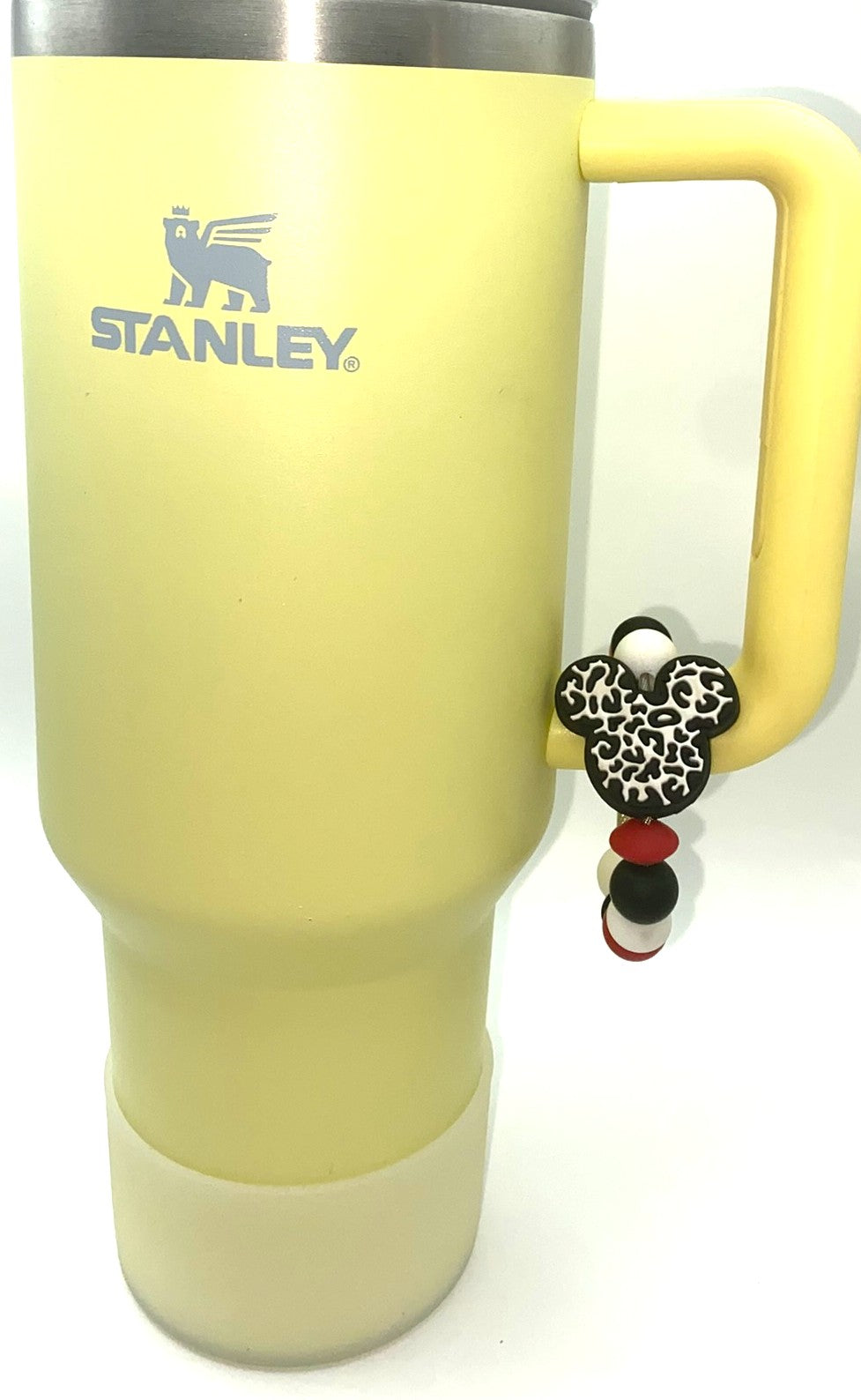 Black & White Cow Print Magical Mouse Ears Stanley Tumbler Cup Handle Charm