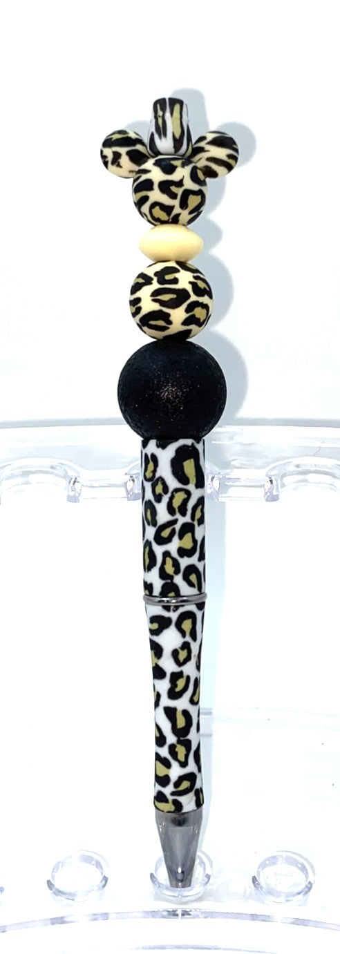 Magical Mouse Head Leopard Print Beaded Pen