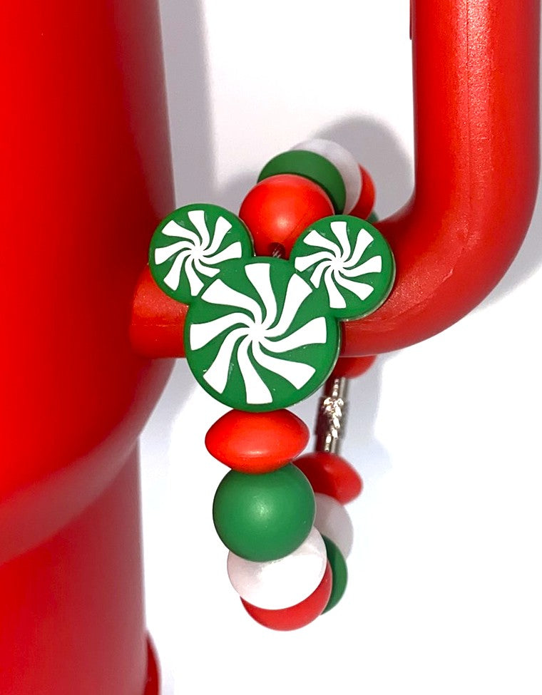 Green Peppermint Swirls Magical Mouse Ears Boy Stanley Tumbler Cup Handle Charm