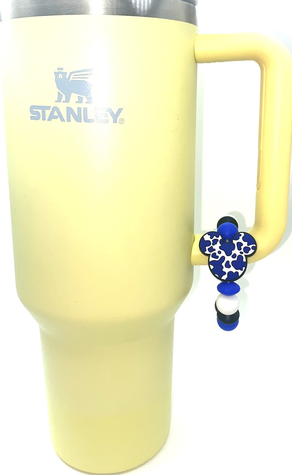 Magical Mouse Ears Royal Blue & White Cow Print Stanley Tumbler Cup Handle Charm