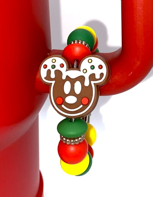 Gingerbread Magical Mouse Boy Ears Christmas Stanley Tumbler Cup Handle Charm