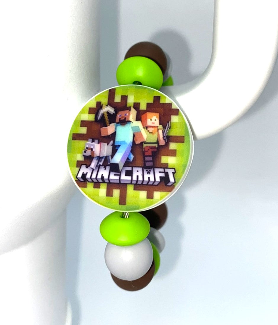 Block Video Game Printed Round Stanley Tumbler Cup Handle Charm