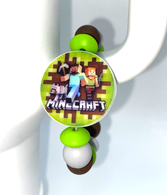 Block Video Game Printed Round Stanley Tumbler Cup Handle Charm