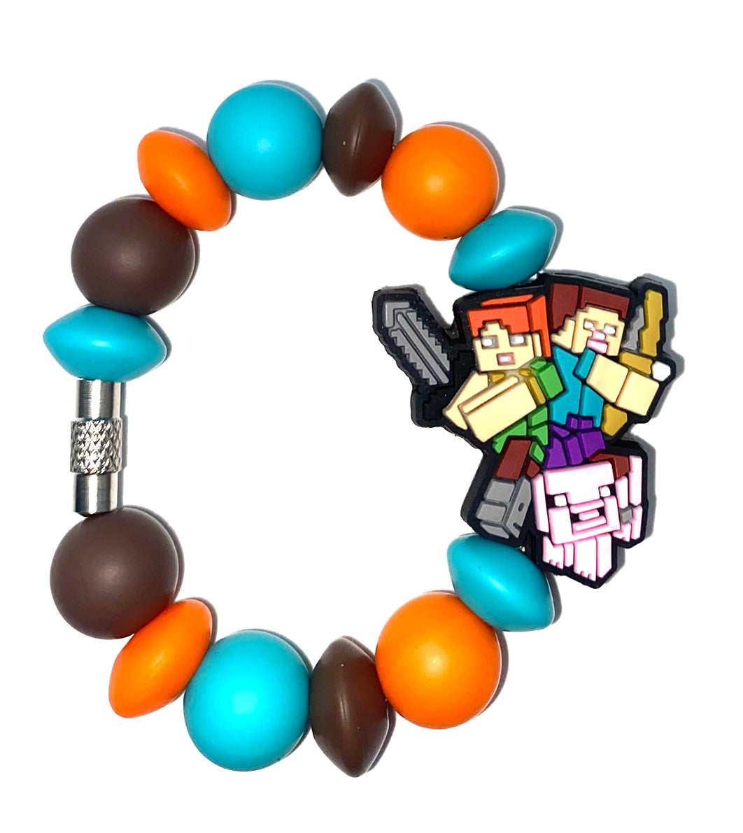 Block Guy, Girl & Pig Video Game Stanley Tumbler Cup Handle Charm