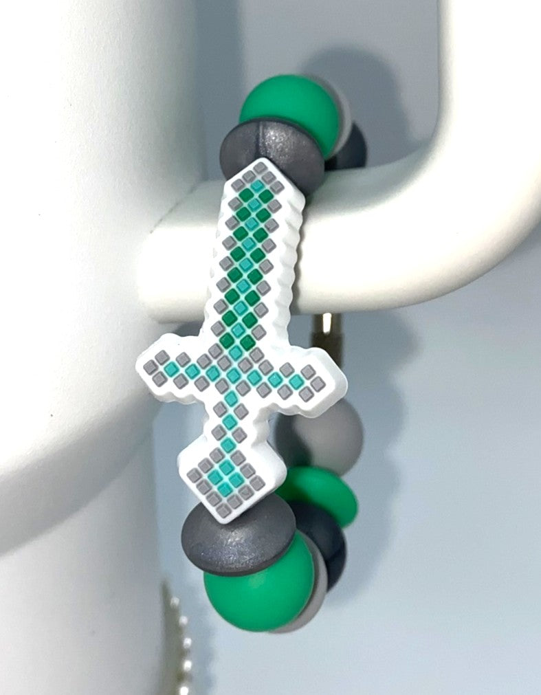 Block Sword Video Game Stanley Tumbler Cup Handle Charm