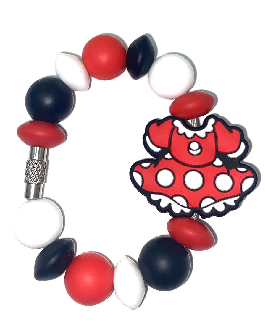 Magical Mouse Girl Red & White Polka Dot Dress Stanley Tumbler Cup Handle Charm