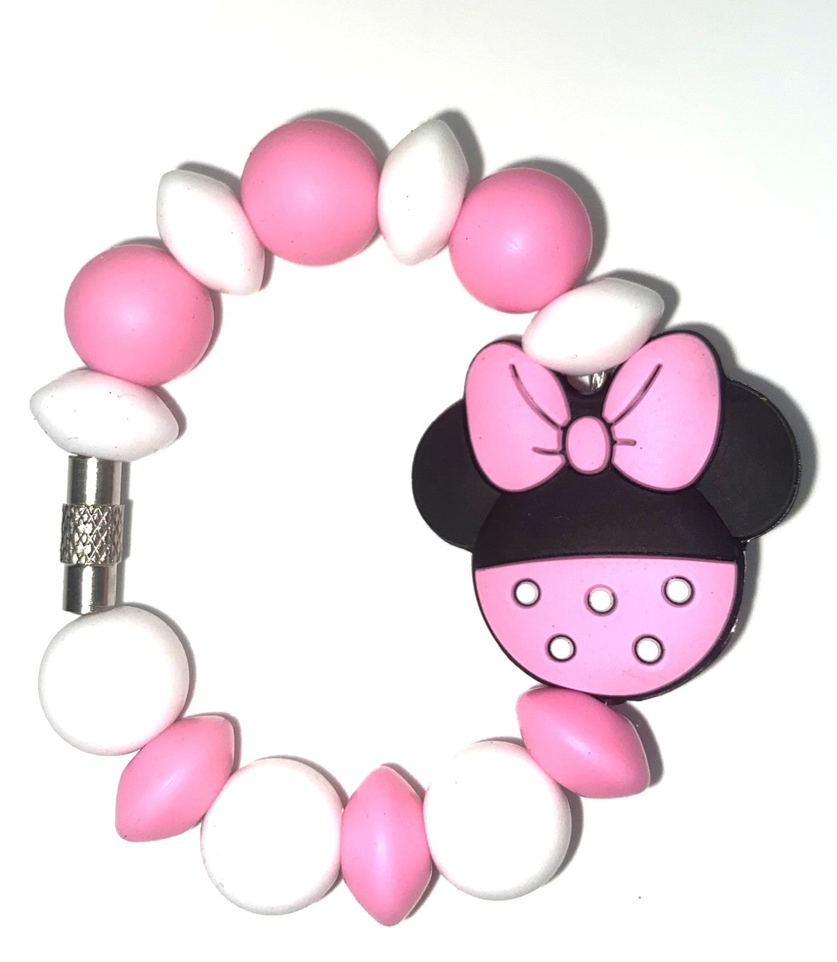 Magical Mouse Girl Ears w/Pink Bow & Polka Dot Bottom Stanley Tumbler Cup Handle Charm