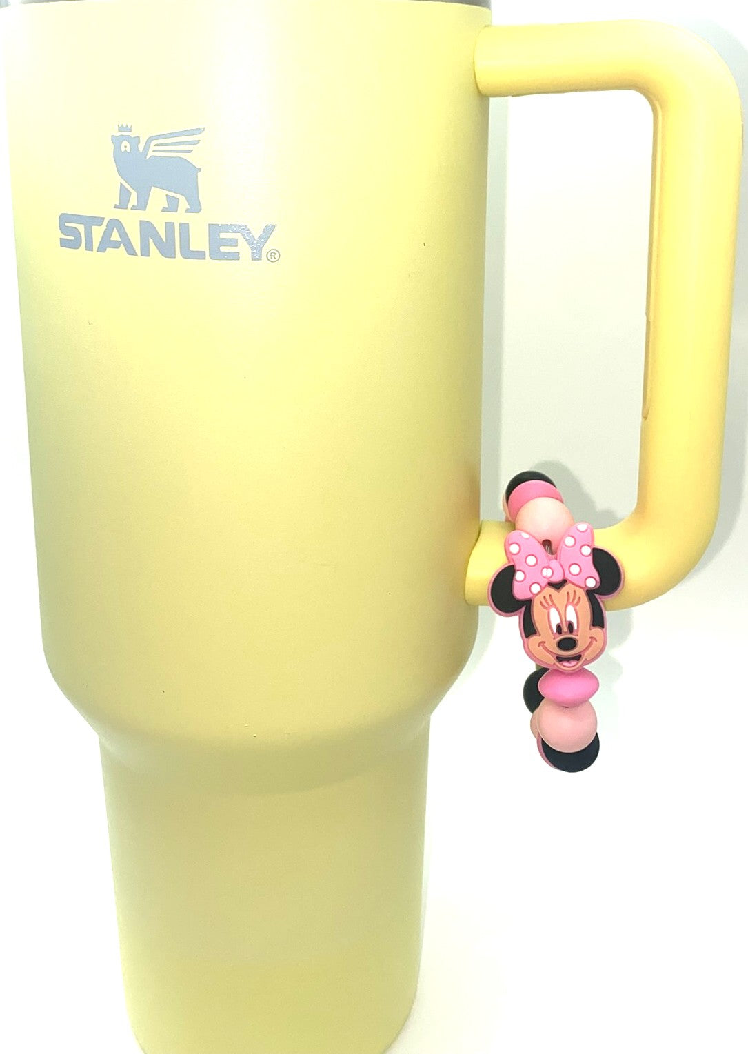 Magical Mouse Girl Face w/Pink Polka Dot Bow Stanley Tumbler Cup Handle Charm