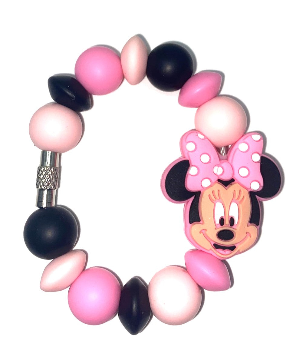 Magical Mouse Girl Face w/Pink Polka Dot Bow Stanley Tumbler Cup Handle Charm