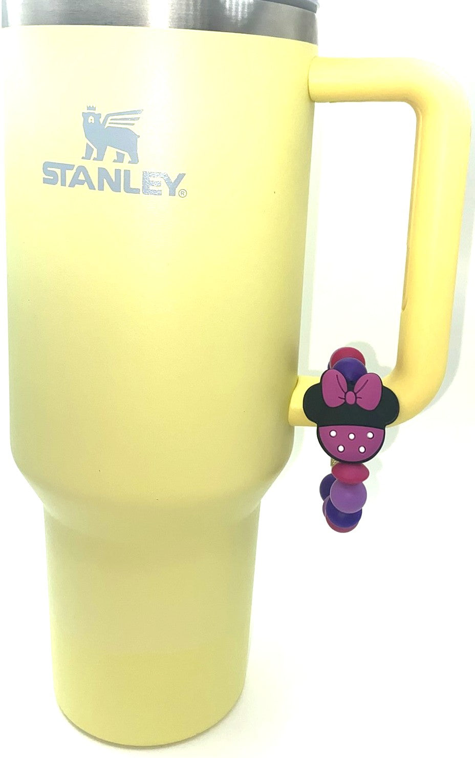 Magical Mouse Girl Ears w/Fuchsia Bow & Polka Dot Bottom Stanley Tumbler Cup Handle Charm