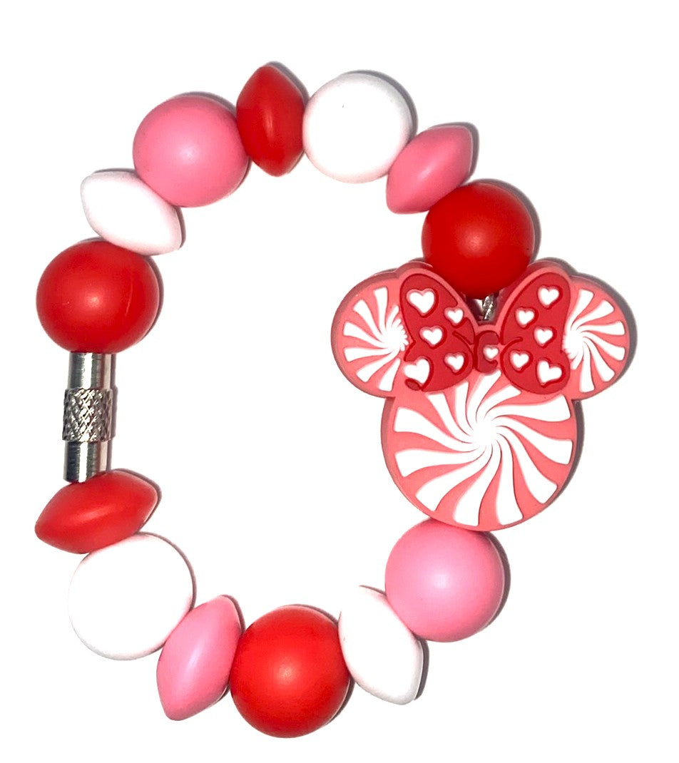 Pink Peppermint Swirls Magical Mouse Ears Girl Stanley Tumbler Cup Handle Charm