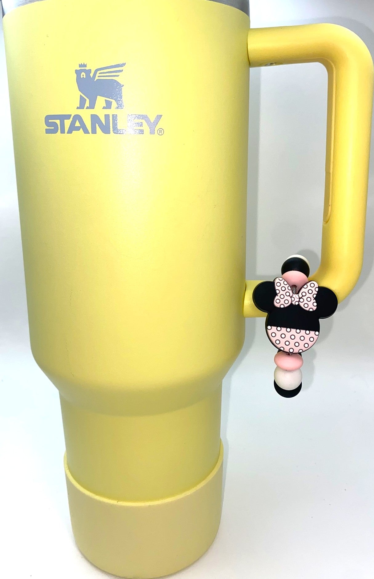 Magical Mouse Girl Ears Light Pink Double Polka Dots w/Bow Stanley Tumbler Cup Handle Charm
