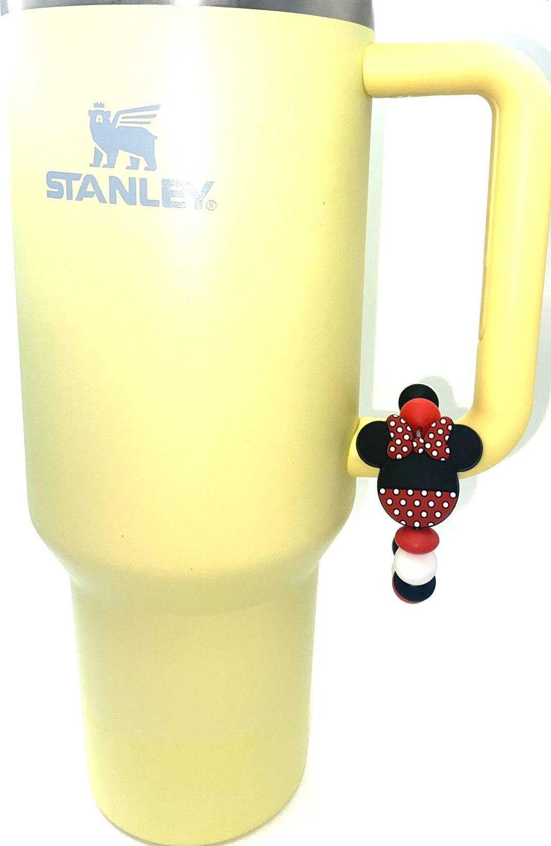 Magical Mouse Girl Ears w/Red Bow Double Polka Dots Stanley Tumbler Cup Handle Charm