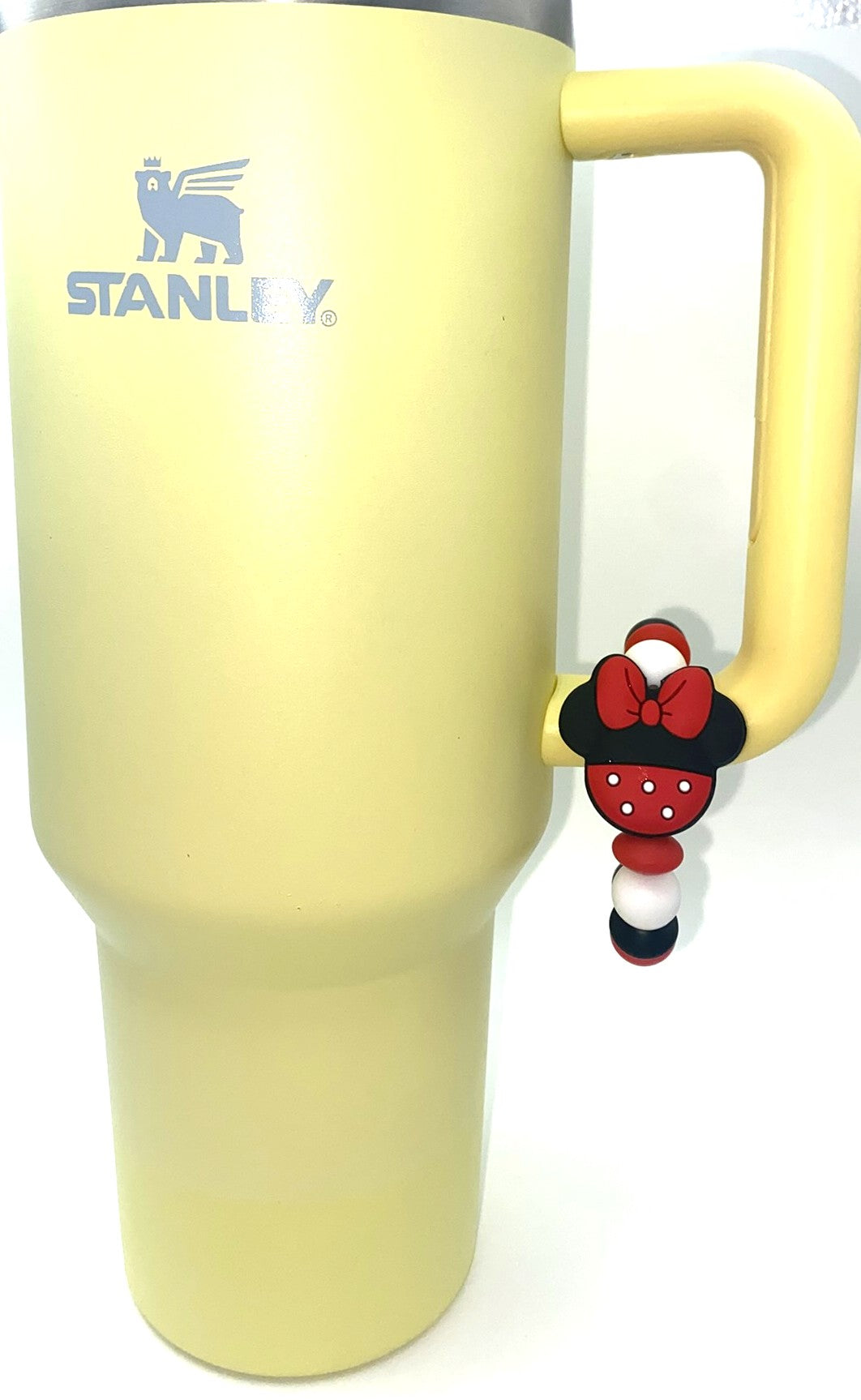 Magical Mouse Girl Ears w/Red Bow & Polka Dot Bottom Stanley Tumbler Cup Handle Charm