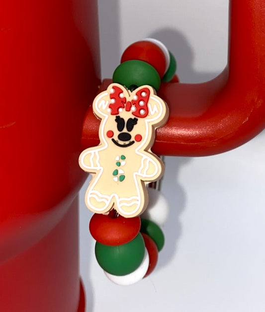Gingerbread Magical Mouse Girl Body Christmas Stanley Tumbler Cup Handle Charm