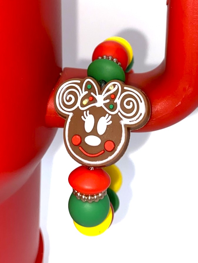 Gingerbread Magical Mouse Girl Ears Christmas Stanley Tumbler Cup Handle Charm