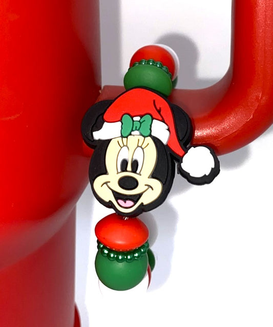 Santa Girl Face Magical Mouse Christmas Stanley Tumbler Cup Handle Charm