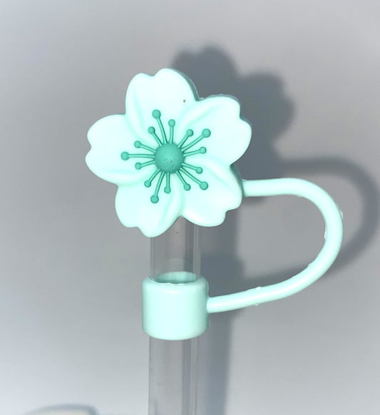 Mint Green Hibiscus Flower 3D Straw Topper