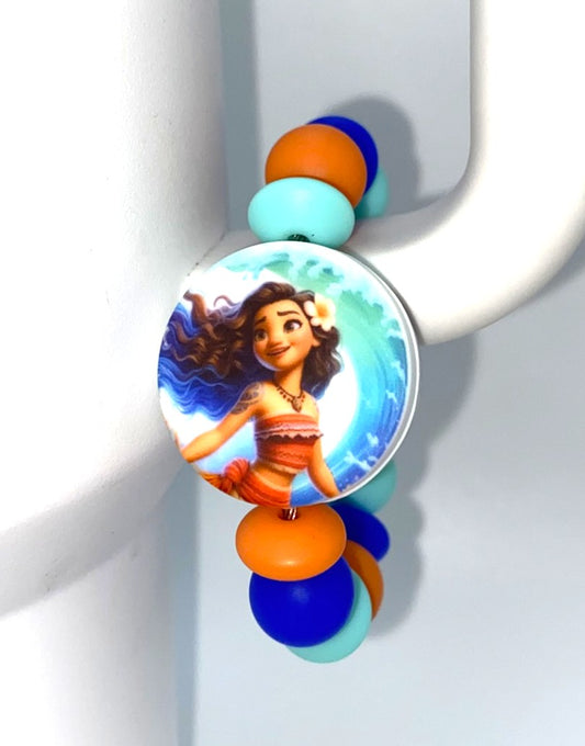Polynesian Teenage Girl Explorer Cartoon Stanley Tumbler Cup Handle Charm