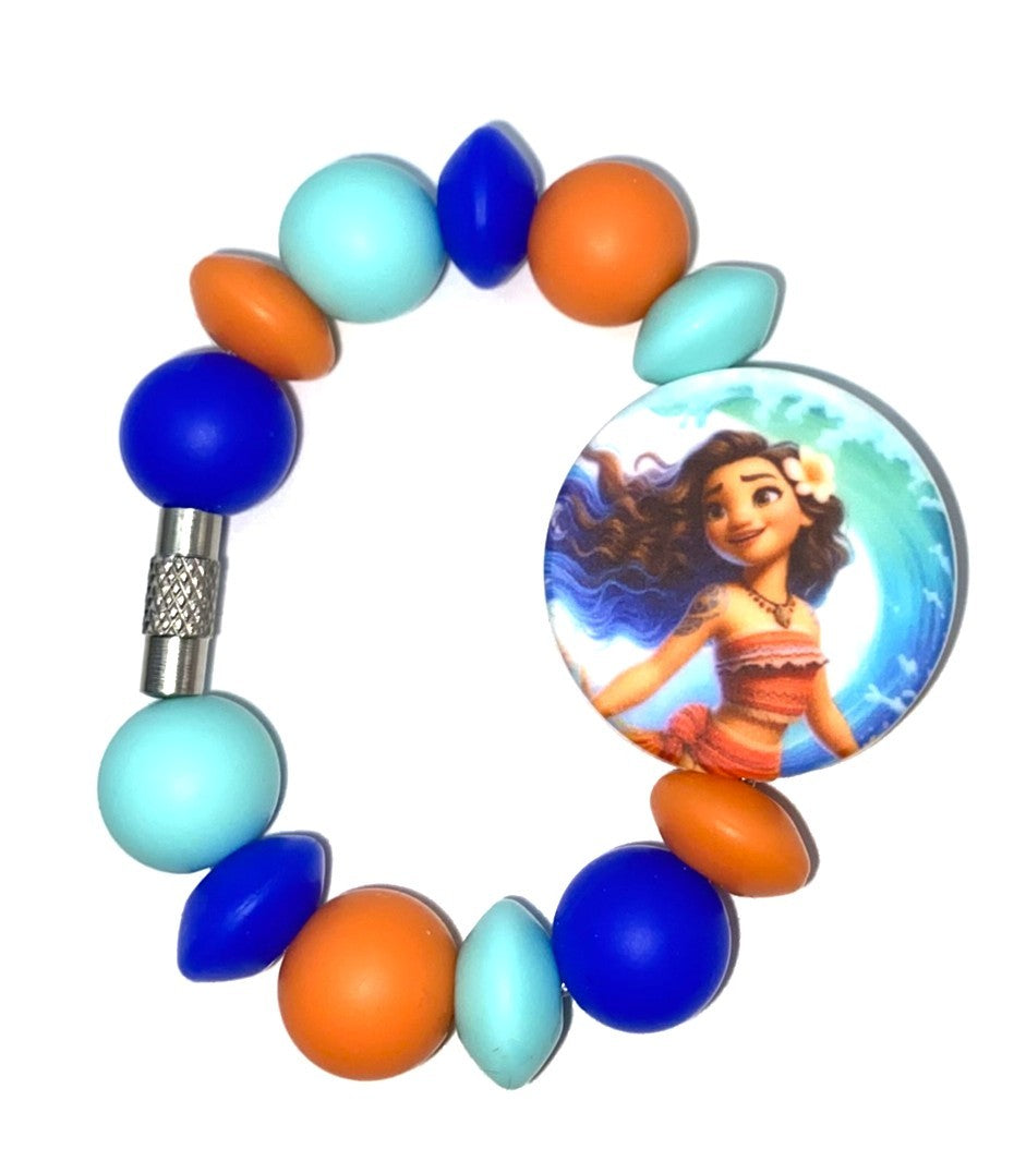 Polynesian Teenage Girl Explorer Cartoon Stanley Tumbler Cup Handle Charm