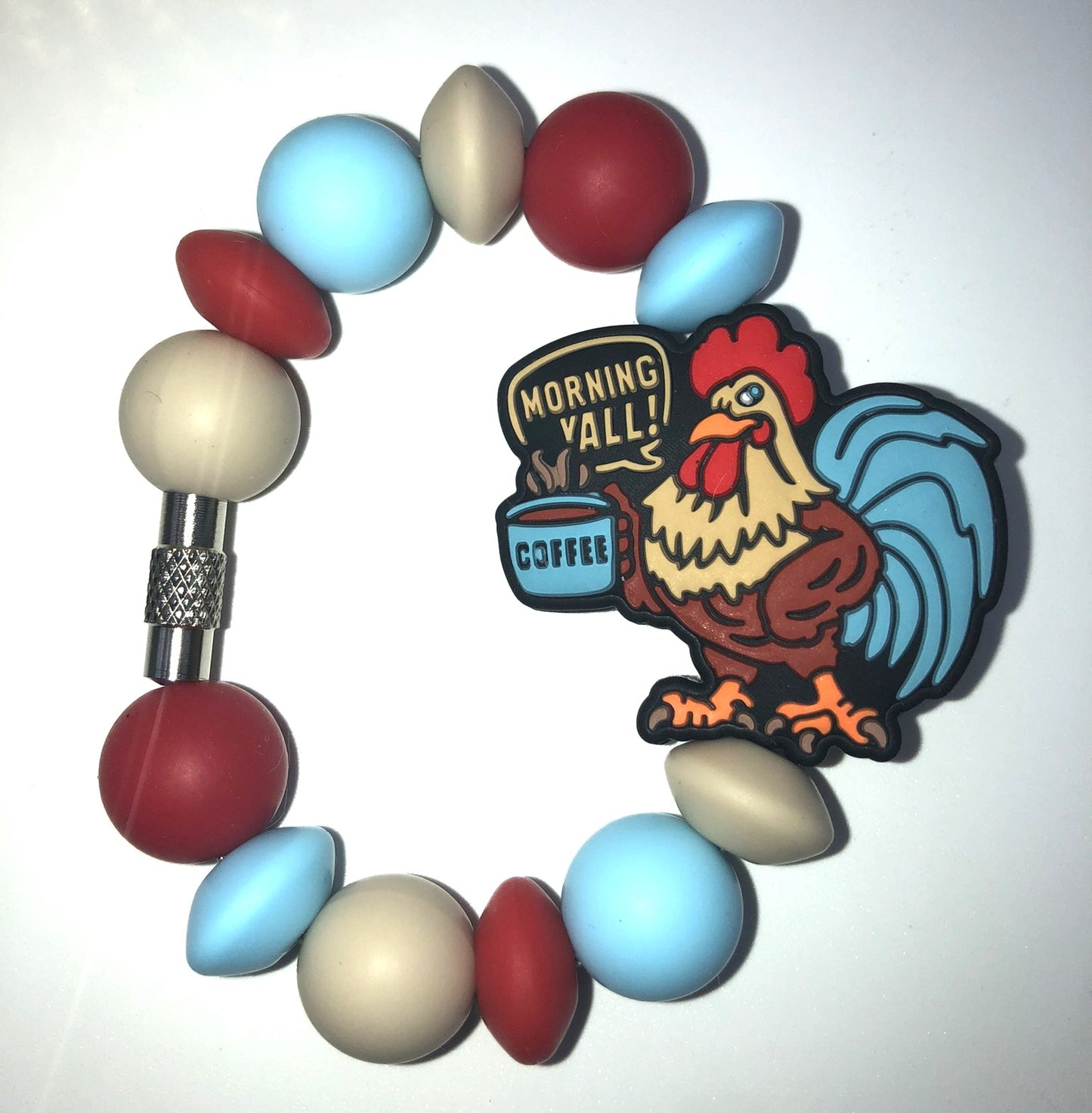 Morning Y'all Coffee Rooster Character Stanley Tumbler Cup Handle Charm