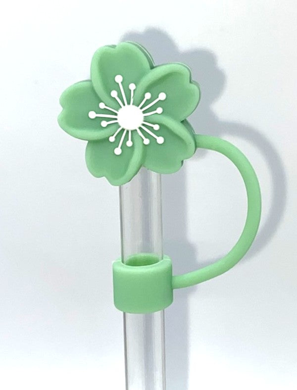 Moss Green Hibiscus Flower 3D Straw Topper