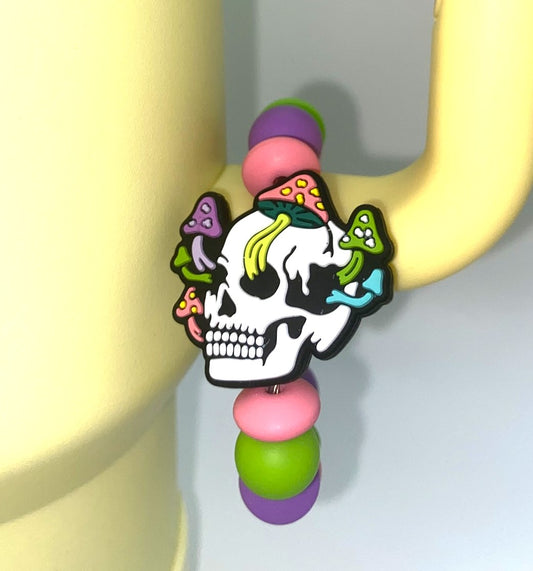 Skull With Mushrooms Stanley Tumbler Cup Handle Charm
