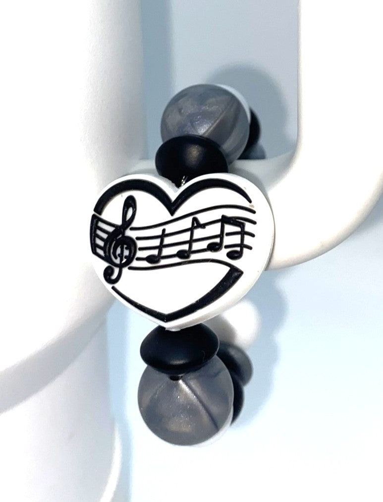Music Notes Heart Stanley Tumbler Cup Handle Charm