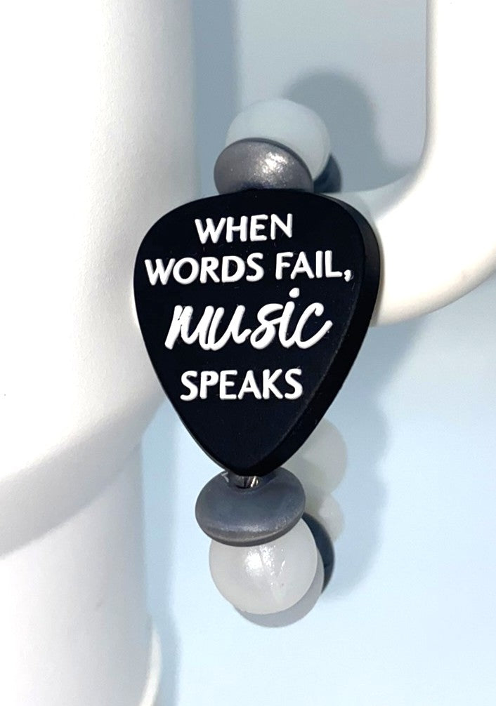 When Words Fail Music Speaks Guitar Pick Stanley Tumbler Cup Handle Charm