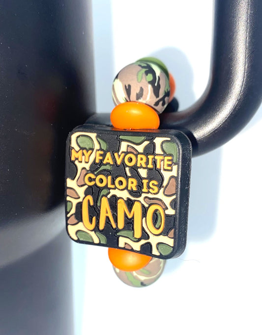 My Favorite Color is Camo Orange Stanley Tumbler Cup Handle Charm