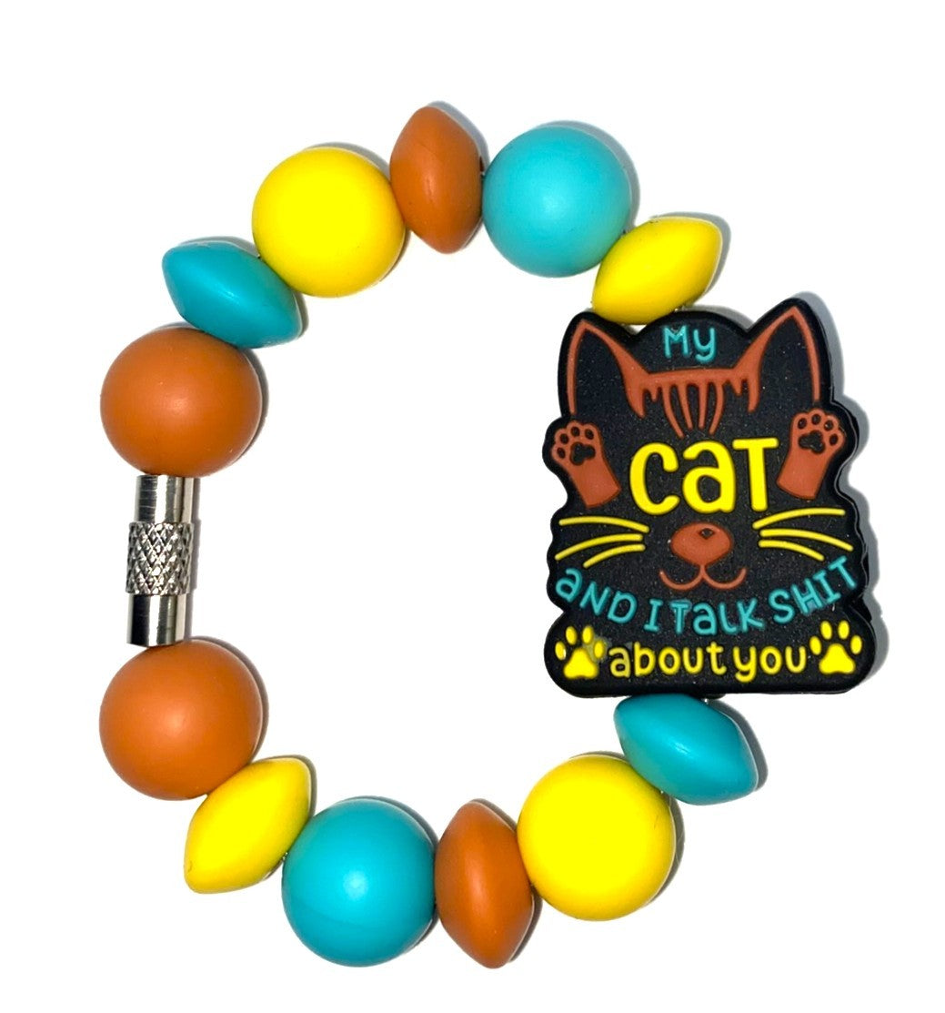 My Cat & I Talk Shit About You Stanley Tumbler Cup Handle Charm