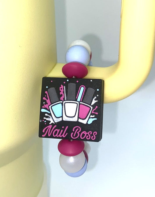 Nail Boss Black Rectangle Nail Polish Stanley Tumbler Cup Handle Charm