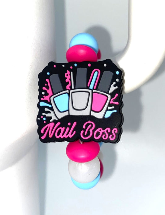 Nail Boss Black Rectangle Nail Polish Stanley Tumbler Cup Handle Charm